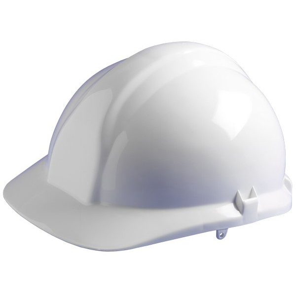 Helmet - 1100 Full Peak, HDPE with plastic head harness, white